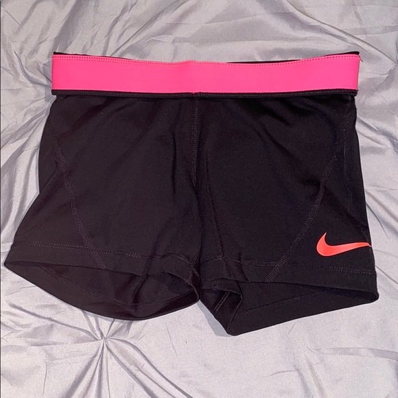 Nike pro shorts, bright pink accents. size: SMALL - Picture 2 of 3